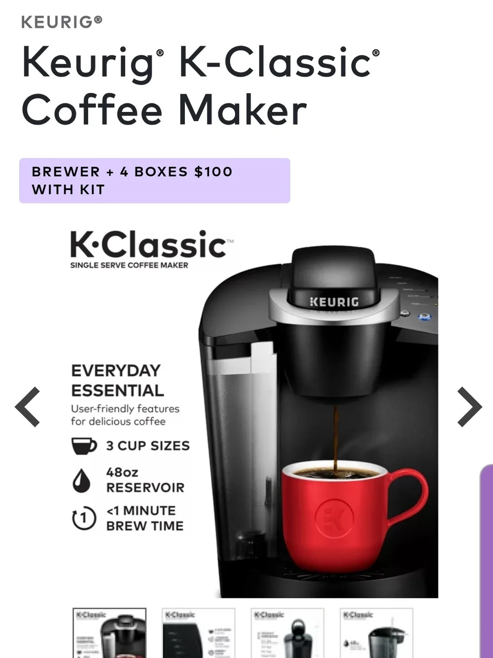 Keurig Single-Serve Coffee Brewer - Black and Silver
